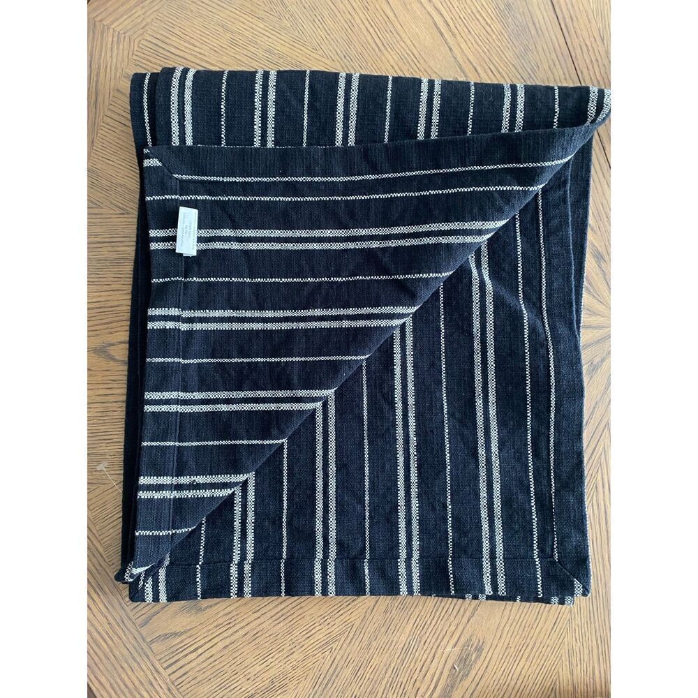Split P Black and Cream Farmhouse Ticking Striped 15x70” Table Runner